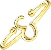 MILACOLATO 925 Sterling Silver Ring 14K Gold Plated Initial Adjustable Rings Alphabet Dainty Capital Letter Initial Rings Stackable Thumb Pinky Rings Jewelry Gifts Trendy Stuff