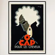 Galrie O Cap Pour Les Cheveux Vintage Advertising Poster by Charles Loupot Art Decor, Black Frame, A1 60 x 84cm (23 x 33inch)