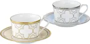 Noritake P93686/4945-57 Cup & Saucer (Color Changing Pair Set) (Both Coffee & Tea), Approx. 8.5 fl oz (245 cc), Trefolio Gold Platinum, 2 Guests, Gold Platinum, Bone China