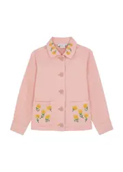 Stella Mccartney Kids Sunflower-embroidered Stretch-cotton Jacket - Pink - 12YR (12 Years) 12YR (12 years)