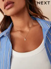 Sterling Silver Initial Cubic Zirconia Necklace (N97755) | $45