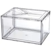 2PCS PMMA Shoe Display Case 14.17x10.63x8.66 Inch Gray Magnetic Side Door
