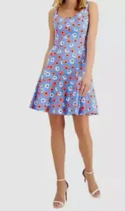 $139 Anne Klein Women's Blue Aster Sleeveless A-Line Dress Size 16