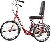Three Wheel Bike, Adult Tricycle 3 Wheel High Carbon Steel Frame Three Wheel Cruiser Bike with Seat Backrest Basket Comfort Bicycles Bike Traditional Design for Seniors Cycling Pedalling