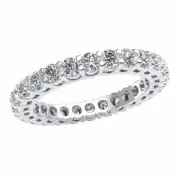 1.7CT Round Diamond Shared Prong Gallery Eternity Band Ring 18k White Gold H SI2