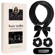 Curler Clip Set Curling Iron Silk Ribbon Headband(Black)