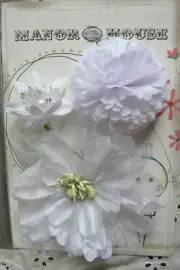 Mixed WHITE Fabric Organza 3 Flower Pack 5-10cm across Manor House
