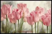 Pink Tulip Flowers - Chart Counted Cross Stitch Patterns Needlework Embroidery