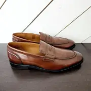 NEW Allen Edmonds Mens Leather Penny Loafers 10D Chili Brown //11CT