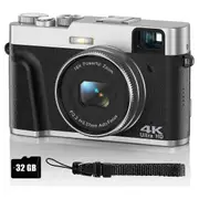 4K Digital Camera for Photography, Autofocus Camera with Viewfinder Anti-Shake Video Camera for YouTube Digital Cameras black silver