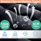 Bamboo Charcoal Pillowtop Mattress Topper Underlay Pad Mat Cover Double Queen