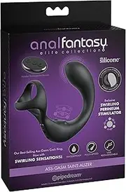 Anal Fantasy Elite Ass-Gasm Taint-alizer - Black USB Rechargeable Prostate Massage with Cock Ri