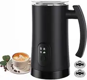 Milk Frother and Warmer, 4-in-1 Electric Milk Frother 10.1oz/300ml, 400W Automatic Coffee Frother with Touch Screen,Warm/Cold Foam Maker for Latte, Chocolate Milk, Black