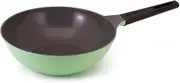 Neoflam Nature+ Induction Wok Pan, Apple Green, 30 cm Size