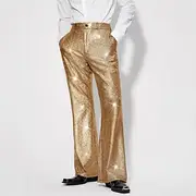 Retro Vintage 1970s 1980s Bell Bottom Pants Disco Shiny Latex Patent Metallic Sequin Men's Halloween Carnival Pride Parade Pride Month Adults' Pants All Season