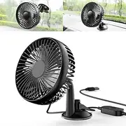 QODOLSI 1 PC Car Rear Seat Fans with USB Port, Portable Vehicle Backseat Fans with Suction Cup, 3 Speed Regulation, Universal Automotive Cooling Accessories for Truck SUV Car (Black)
