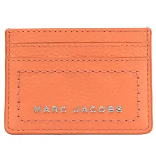 【MARC JACOBS 馬克賈伯】簡約金屬LOGO皮革信用卡名片夾隨身夾(甜瓜橘)