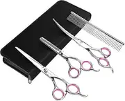 Professional Pet Dog Grooming Combs Scissors Kit Straight Curved Thinning Shears