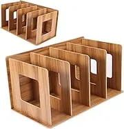 Wooden Desktop Bookshelf Rack Books DVD Storage Magazine Holder Organization for Students Kids Adult Home Office Cherry Wood (Cherry Wood)