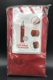 WHITMOR CHRISTMAS GIFT WRAP ORGANIZER BAG RED ZIPPER CLOSURE 8.74 X 40.25 IN