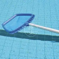 在飛比找Yahoo!奇摩拍賣優惠-1米伸縮桿+藍色加強淺水網【奇滿來】伸縮桿 游泳池設備 可搭
