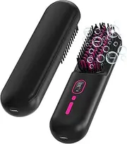 Cordless Hair Straightener Brush - [200M Negative Ions] Portable Straightening Brush for Women, USB Rechargeable, Anti-Scald, Fast Heating Mini Straightener Comb for Travel Car Outdoor, Black