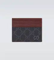 [Gucci] Gucci GG canvas and leather card holder One Size black