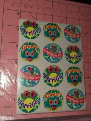 Vintage TREND Scratch n Sniff Stickers PINEAPPLE Frolicking Frogs stinky sticker