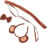 CIMAXIC Monkey Headwear Set Animal Costume Kit Monkey Ears Tail Bow Tie Party Headband Decorative Hair Accessory Cosplay Party Supplies