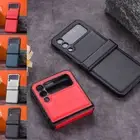 For Samsung Galaxy Z Flip 6/5/4/3 Hinge Shockproof Plain Leather Folding Case