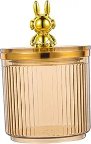 Acrylic Storage Jar Space Rabbit Decor Classic Stripe Lid Multi-use Organiser for Bathroom Home