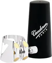 Vandoren Optimum Ligature and Plastic Cap for Bb Clarinet, Silver Plated