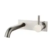 VITO BERTONI WISH2 Wall Basin Bath Mixer Set- 180mm Backplate - Brushed Nickel