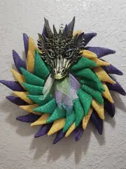 Mardi Gras Dragon Head Wreath - Burlap Mesh - Handmade