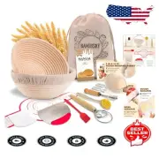 Sourdough Baking Supplies: 9 & 10 Inch Round Rattan Proofing Basket Set