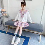 兒童套裝 JK 制服套裝兒童 兒童水手服 女童春秋季JK裙子套裝中大童女孩韓版洋氣童裝長袖百褶裙