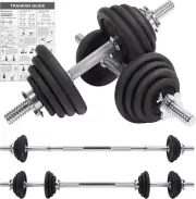 METEOR 20Kg Adjustable Dumbbell Set, One Set for All, Dumbbell and Barbell, Comp
