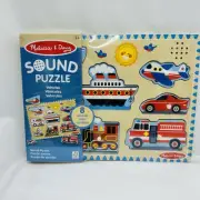 Melissa and Doug Wooden Chunky Puzzle and Sounds - Car, Train, Boat, and Plane