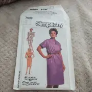 Vintage (1986) Simplicity #7439 Misses' Pullover Dress Sz 16 UC FF Easy to Sew