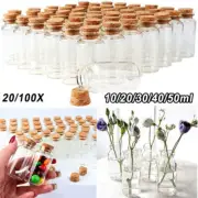 Mini Clear Glass Bottles w/Cork Stoppers Spell Jars Potion Vials Wish Note NEW