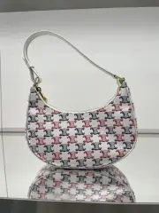 CELINE Ava Bag In Triomphe Canvas And Calfskin, Blue / Red, $1700