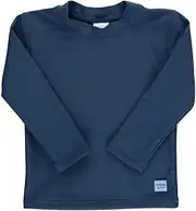 [RuggedButts] Baby/Toddler Boys Long Sleeve Rash Guard Swim Shirt w/UPF 50+, Navy, 4 Years