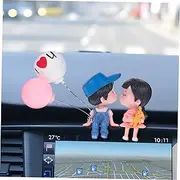 iplusmile 1 Pair Couple Statues Car Dashboard Decor Couple Balloons Valentine Day Present Cute Figurines for Car Ornaments Easy to Install Dashboard Decoration