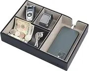 [J JACKCUBE DESIGN] JackCubeDesign Valet Tray Multi Leather Desk or Dresser Organizer Catch-all for Keys Phone Wallet Coin Jewelry and Nightstand(Black 10.6 x 7.2 x 1.9 inches) - :MK233A