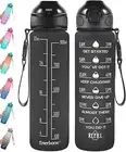 32 Oz Drinking Water Bottle with Times to Drink and Straw, Motivational with Car