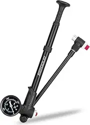 Mini Hand Bike Pump Portable, 2 in 1 Bike Tire Pump & Shock Pump, 300PSI Bicycle Air Pump with Pressure Gauge