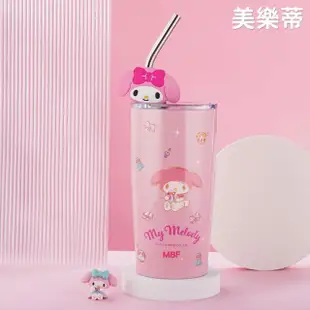 【SANRIO 三麗鷗】凱蒂貓美樂蒂316不鏽鋼一杯雙飲直飲吸管杯隨行杯咖啡杯600ml(大耳狗 酷洛米)