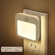 Dimmable Night Light Plug-in, Motion Sensor Plug in to Wall Night Light for Wall 2 Pack with On Off Auto Switch Adjustable Brightness for Hallway Bedroom Kids Room