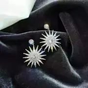 2.40Ct Round Real Moissanite Women's Drop Dangle Earrings 14k White Gold Plated