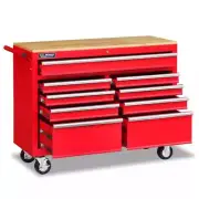 NNEDSZ 9 Drawers Tool Box Chest Cabinet Trolley Box Garage Storage Toolbox Red 1